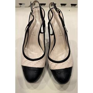 Casadai black and white sling back pumps sz 8.5